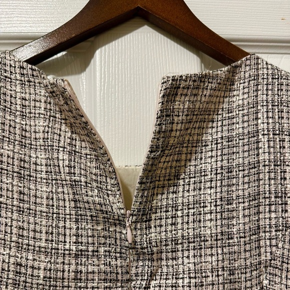 MONTEAU Size L Palest Pink Black Tweed Shift Dress - Picture 5 of 12